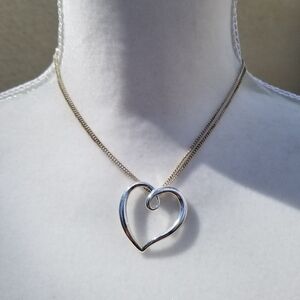 Monet swirl heart silver tone pendant necklace